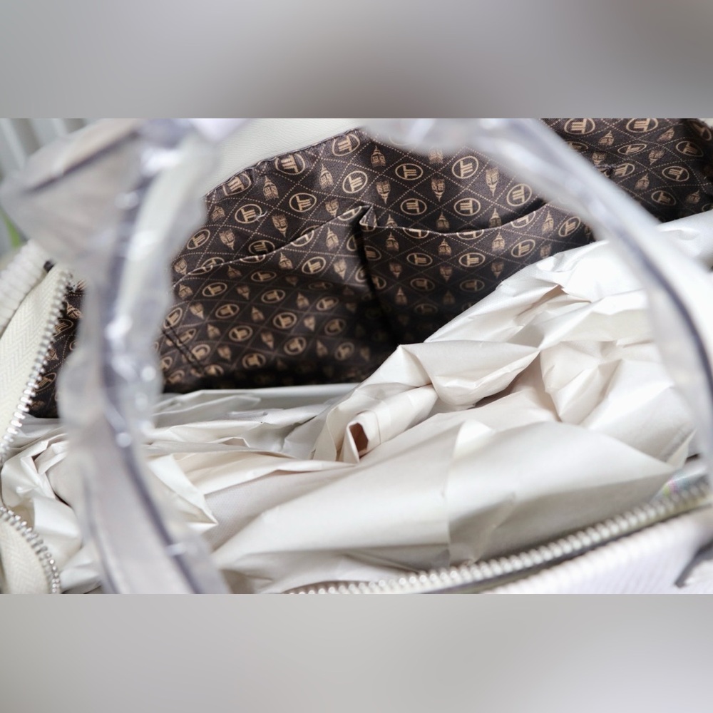 NWT London Fog Ivory Corduroy Tote Crossbody Strap - Picture 7 of 9
